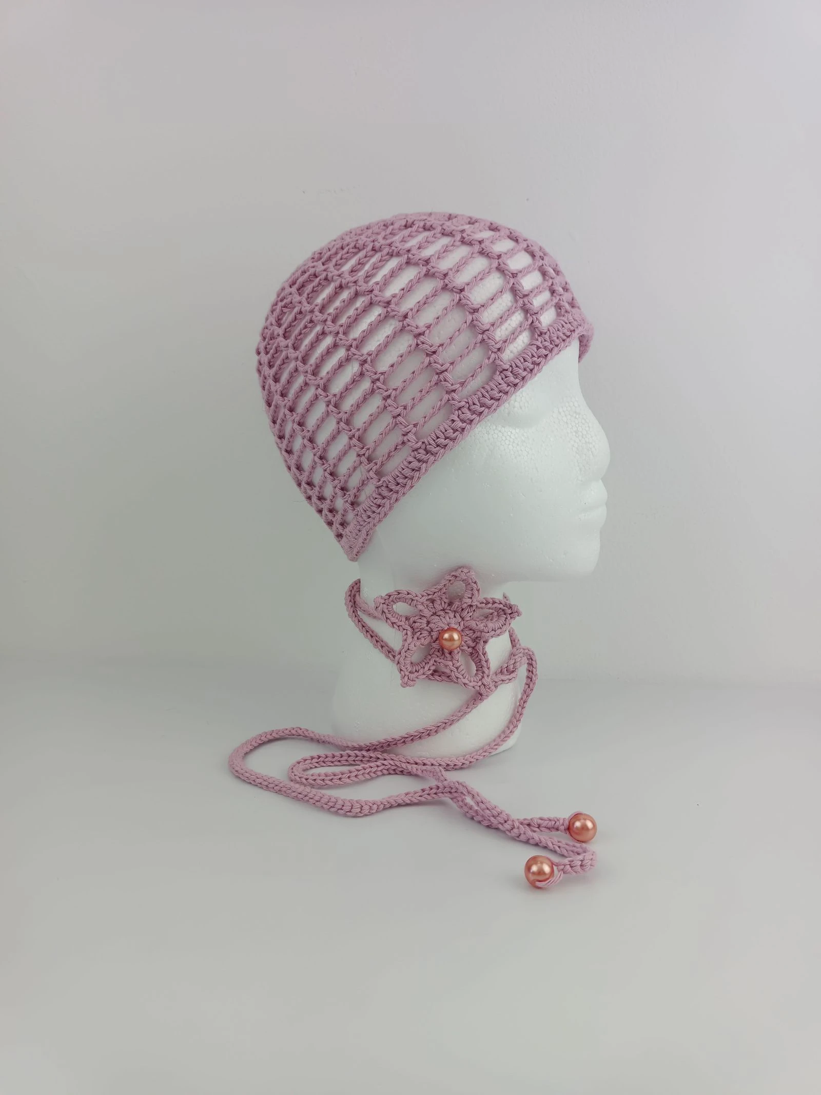 Boné cor rosa com colar de crochê – photo 3